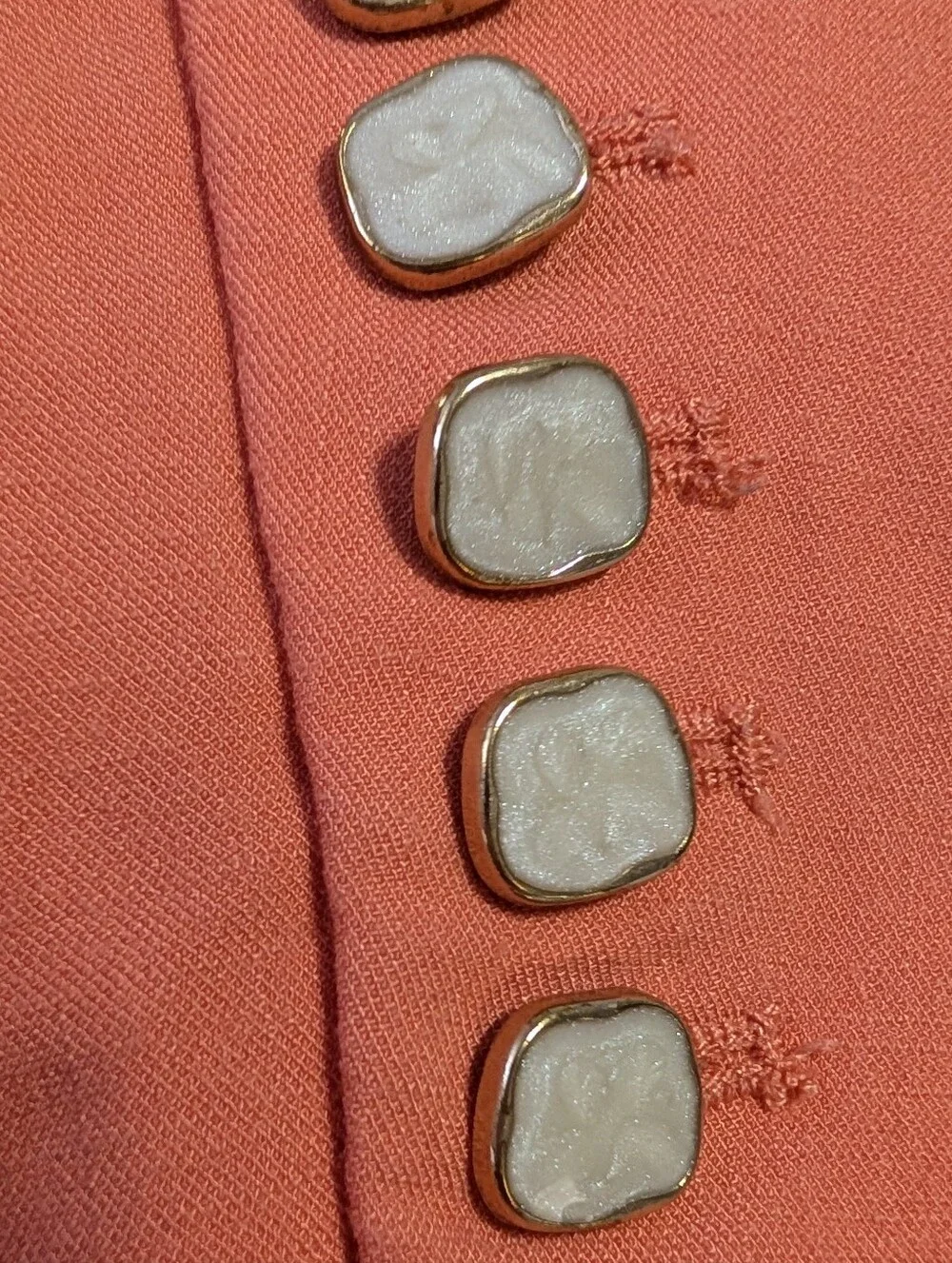 House of Harlow 1960 Coral Double Breasted Cropped Blazer Pearl Buttons S - Picture 7 of 7